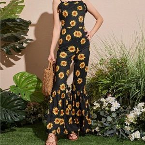 Girls Boho Sunflower Jumpsuit